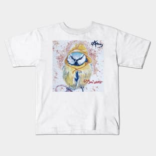 Watercolour Blue Tit Bird Painting Kids T-Shirt